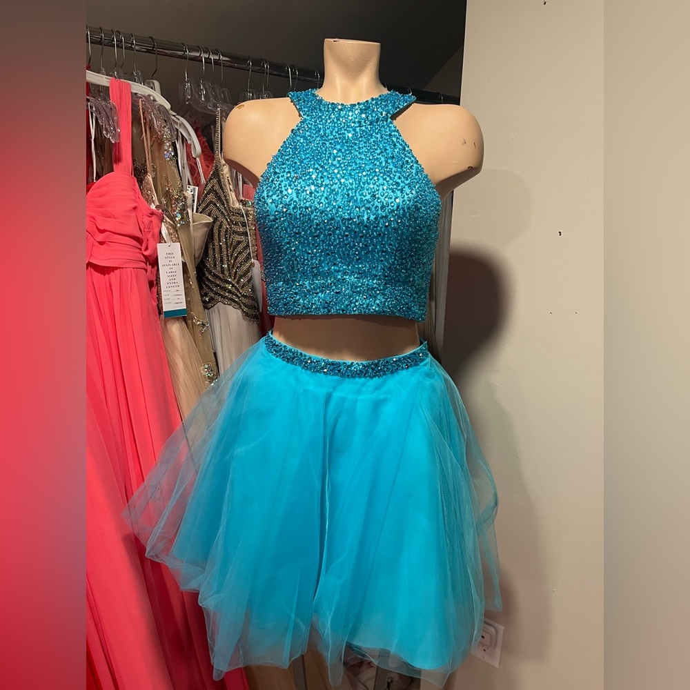 Size 6- Scuba Blue 2 Piece Dress by Sherri Hill